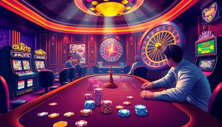 Engage in thrilling games at liên minh okwin with vibrant slot machines and poker tables.